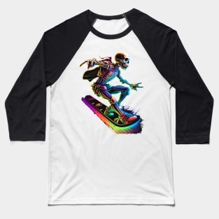 Skeleton Surfer Baseball T-Shirt